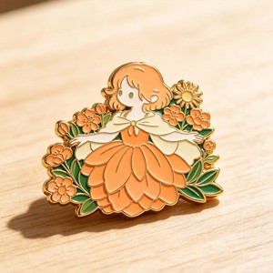 Épinglette Métallique Fille Fée Plaqué Or Émail Dur Motif Dessin Animé Collectionneur - Product Image 4