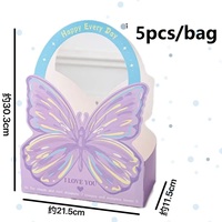 Lot de 5 sacs fourre-tout personnalisés pour la Saint-Valentin, boîtes d'emballage pour fleurs, paniers papillon pour la Fête des Mères, boîtes cadeaux pour bouquets de fleurs et gâteaux