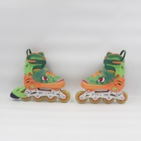 Patins à roulettes pour enfants, motif dinosaure mignon, taille réglable, roues lumineuses, roulements ABEC-7, confort en velours et maille, durables et clignotants