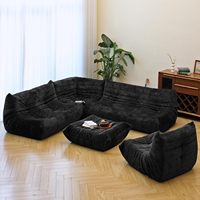 Canapé deux places en mousse intégrale, pouf de sol pour adultes avec tissu doux et imperméable, chaise longue sans accoudoirs pour foyer