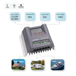 Contrôleur de charge solaire PWM adapté aux systèmes solaires hors réseau 12V 24V 36V 48V 60A - Product Image 2