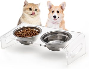 Köpek veya küçük köpek <span class=keywords><strong>Pet</strong></span> besleme gıda için çanaklar tabak takımı kedi kaseler dayanıklı akrilik standı - Product Image 1