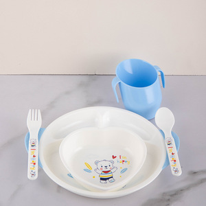 Ensemble de vaisselle pour bébé <span class=keywords><strong>en</strong></span> PP Apple Bear, très vendu, résistant aux chutes, bol, cuillère et assiette pour aliments complémentaires, motif dessin animé - Product Image 3