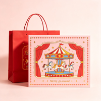 Boîte cadeau magnétique rigide sur le thème du cirque, personnalisée et luxueuse, avec sac en papier, vente en gros OEM, emballage de bonbons pour anniversaire d'enfants