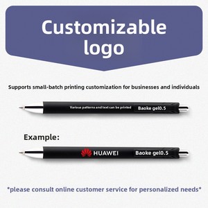 Bolígrafo de oficina de plástico negro neutro recargable para prensa, punta de 0.5mm, cuerpo esmerilado, impresión de logotipo, tinta, en caja, papelería PC1902 - Product Image 2