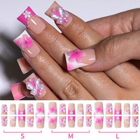 10 faux ongles carrés en forme de pattes de canard, avec strass 3D, couleur bonbon, amovibles et réutilisables pour femmes, pour fêtes et usage quotidien
