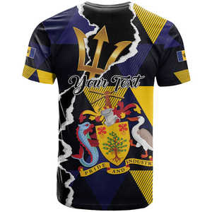 Camiseta personalizada del Día DE LA Emancipación de Barbados, camiseta de lujo con Tridente dorado, camiseta personalizada con emblema nacional de Barbados para hombre - Product Image 3