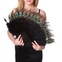 Éventail à main pliant en plumes de paon pour femmes Costume Show Tea Party Accessoire Holiday Dance Bridal Wedding Decor Vente en gros