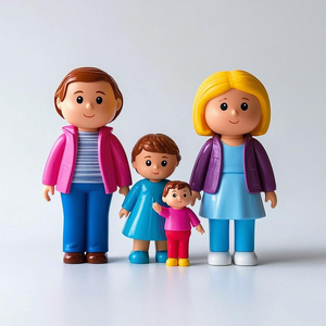 Set di Personaggi per Casa delle Bambole, Famiglia Dolce, <span class=keywords><strong>Action</strong></span> Figure, Personaggi di Famiglia e Amici - Product Image 2