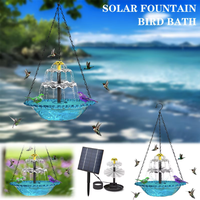 Fuente de Agua Automática para Pájaros, con Energía Solar, de Plástico, Colgante, con Tres Niveles, Decoración de Jardín para Exteriores, Atrae Aves