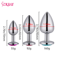Tapón Anal de Acero Inoxidable con Joya, Juguetes Sexuales Anales Baratos, Dilatador, Tapón Anal de Metal de Varios Tamaños, Venta al por Mayor de Fábrica Sexbay
