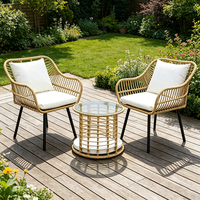 Ensemble de table et chaises de jardin trois pièces en bambou double, personnalisé pour l'exportation, fabriqué en Chine, emballage inclus