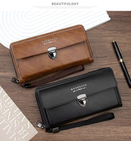 Dompet Panjang Pria Baru Ukuran Besar Multi-Slot Kartu PU Resleting Gesper Retro Tas Ponsel Multi-Fungsi Dompet Clutch Pria