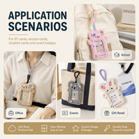 Porte-cartes d'identité en peluche personnalisé en gros, étui à cartes transparent avec fenêtre motif animal mignon, cadeau promotionnel, logo personnalisé OEM ODM