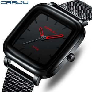 Crrju 2199 Mode Nieuw Design Quartz Horloge Heren Vierkante Wijzerplaat Drie Naald Mesh Band Polshorloge 3atm Waterdicht Heren Horloges 2024 - Product Image 2