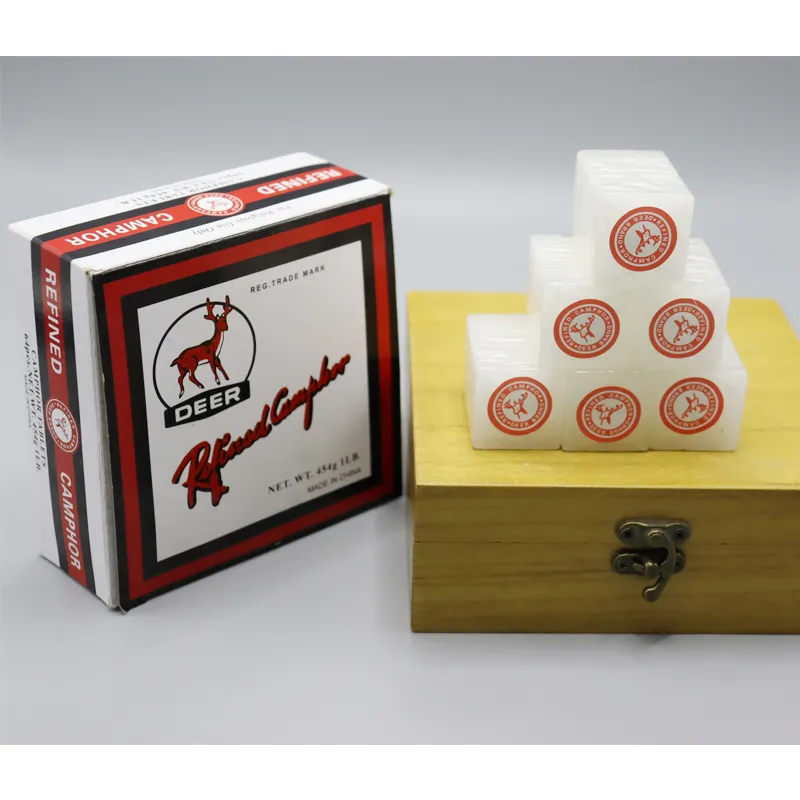 Gran oferta, fabricante chino, 1/4oz, 454G, marca de ciervo blanco y puro, uso religioso, bloques de alcanfor refinado en caja