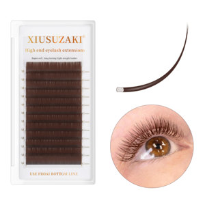 XIUSUZAKI 0,15mm C CC D <span class=keywords><strong>DD</strong></span> Curl Brown Mink pestañas postizas pestañas individuales para salón marrón oscuro <span class=keywords><strong>Eclipse</strong></span> extensiones de pestañas planas - Product Image 1