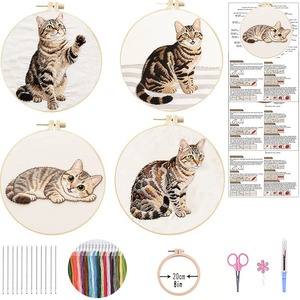 Nouveau chat <span class=keywords><strong>broderie</strong></span> à <span class=keywords><strong>la</strong></span> <span class=keywords><strong>main</strong></span> bricolage matériel paquet débutant <span class=keywords><strong>main</strong></span> Simple bricolage Illustration tissu Lu <span class=keywords><strong>broderie</strong></span> - Product Image 2