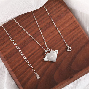 À la mode et vente chaude 925 en argent Sterling embrasser coeur brisé femmes pendentif collier bijoux haut de gamme en gros - Product Image 5