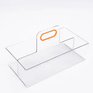 กล่องเก็บของพลาสติกมันวาวทรงสี่เหลี่ยมผืนผ้าสำหรับใช้ในห้องน้ำและอุปกรณ์จัดระเบียบ