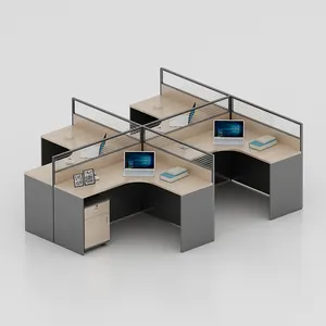 אלגנטי עץ משרד צוות העבודה שולחן משרד שולחן מחשב מסך שולחנות וכיסאות להגדיר