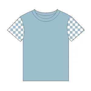 아기 체크 무늬 소매 티 소년 소녀 남여 공용 여름 격자 무늬 반소매 키즈 체크 프린트 면 티셔츠