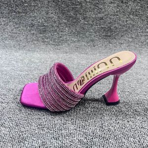 Chaussures à talons slingback à bout ouvert avec strass en cristal pour femmes 2025 - Product Image 3