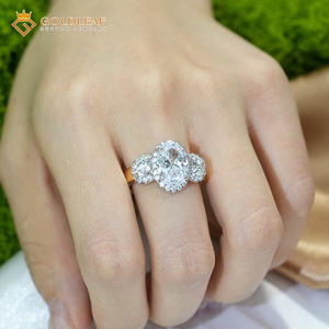 Bague de Fiançailles Ovale Ronde Personnalisée en Argent 925 Plaqué Or avec Moissanite pour Femme – Offre Spéciale - Product Image 4