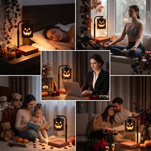 Lampe chauffe-<span class=keywords><strong>bougie</strong></span> à motif citrouille ajouré avec minuterie d'arrêt automatique <span class=keywords><strong>de</strong></span> 2 à 8 heures, pour chambre à coucher et veilleuse - Product Image 6