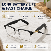 Lunettes Audio Intelligentes 5.0 Double Caméra Stéréo à Oreille Ouverte 360 Degrés Lecteur de Musique Appel Mains Libres Chargement Type-C
