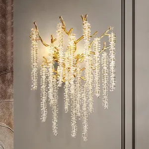 Aluminum Modern Crystal Icicle Glass Lamp Home Hotel Creative Luxury Branch Large Living Room Chandelier Light