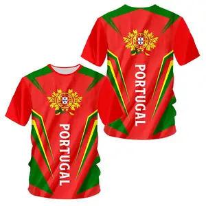 포르투갈 국기 국가 상징 아동 티셔츠 최소 주문 수량 승화 사용자 정의 로고 아늑한 아이 의류 패션 티