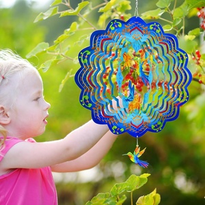 Campanas de Viento Decorativas de Metal con Diseño de Mandala y Colibrí, Arte 3D con Corte Láser, Fácil Instalación en Jardín Exterior - Product Image 5