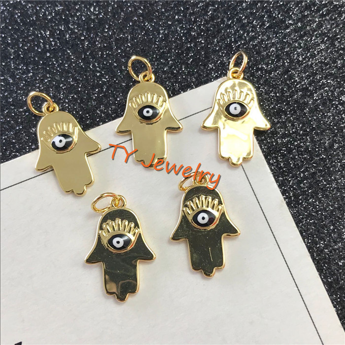 CZ mikro açacağı nazar üzerinde Hamsa el kolye/Charm, şanslı göz kübik zirkonya kolye