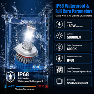 Faro LED H4 <span class=keywords><strong>de</strong></span> 160W y 50000LM Súper Brillante, Kit Canbus para Auto, Plug and Play, para el Mercado <span class=keywords><strong>de</strong></span> México y Brasil - Product Image 4