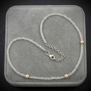 Art Palace 925 Silver Geometric Link Chain <b>Necklace</b> with Natural Stone and Clear Crystal Beads Elegant Gift for Women - Product Image 4