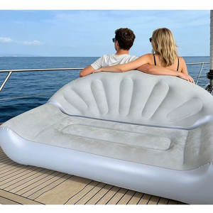 Divano Gonfiabile da Giardino, Set Divano ad Aria per Esterni, Letto ad Aria in PVC, Divanetto Reclinabile Impermeabile in Velluto, Senza Struttura, per 2 Persone, Moderno - Product Image 4