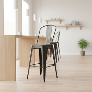 Tabouret de bar <span class=keywords><strong>Mogu</strong></span> Se Slagati de qualité commerciale en métal pour intérieur et extérieur, coloré, industriel, pour restaurant, salle à manger, revêtement en poudre - Product Image 1