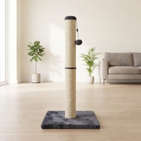 Griffoir pour chat en bois et sisal écologique classique de 35 pouces de hauteur, pour chats de grande taille, utilisation en intérieur, brosse en caoutchouc, fonctionnalités d'auto-toilettage