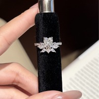Bague ouverte en moissanite, argent sterling 925, solitaire, ajustable, style statement
