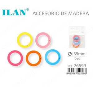Accessorio circolare in legno ILAN da 35 mm, 5 pezzi, per la creazione di articoli da cucito - Product Image 1