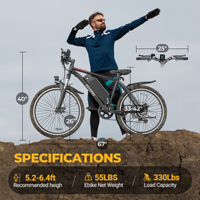 Vélo de montagne électrique 26 pouces, moteur sans balais 350W, batterie 48V 9Ah, suspension avant, stock USA Allemagne, livraison rapide