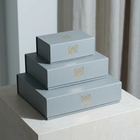 Luxuriöse Nebelblau Matte Geschenkbox mit Magnetverschluss und Champagner-Goldfolie Premium Hartkarton für Kleidung Schmuck Hochzeit
