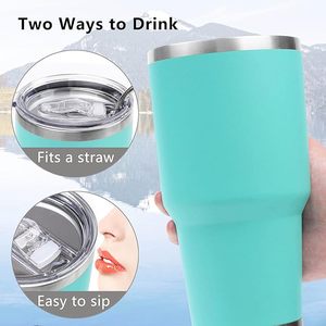 Gobelet isotherme de 30 oz avec couvercle et paille, en acier inoxydable, à double paroi sous vide, pour café de voyage, durable, finition poudrée, vente en gros - Product Image 4