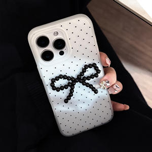 Mignon 3D Polka Dot Bowknot Doux TPU Antichoc Housse de Téléphone Portable pour Apple 16 15 14 13 12 Pro Max Plus - Product Image 2