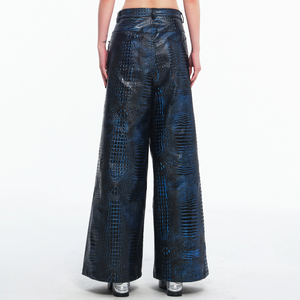 <span class=keywords><strong>Pantaloni</strong></span> Larghi in <span class=keywords><strong>Pelle</strong></span> <span class=keywords><strong>Blu</strong></span> Effetto <span class=keywords><strong>Pelle</strong></span> di Serpente Personalizzati all'Ingrosso, Vita Alta, Traspiranti e Alla Moda, Stile Hip Hop per Uomo - Product Image 2
