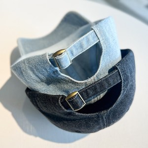 High Quality Breathable Waterproof 6-Panel Denim <strong>Light</strong> Plate Cap Baseball Sun <strong>Hat</strong> with Metal Buckle for Unisex Adults Summer - Product Image 4