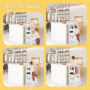 Torre di apprendimento Aiuti in cucina mutevole tavolo e sedia Montessori con lavagna in piedi passo sgabello torre bianca per il bambino - Product Image 6