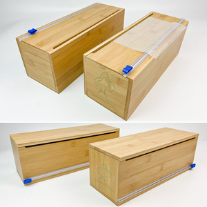 Dispenser per Sacchetti Sottovuoto in Bambù con Taglierina per Grandi Rotoli da 12 Pollici di Pellicola Trasparente, Alluminio e Carta Cerata - Product Image 5