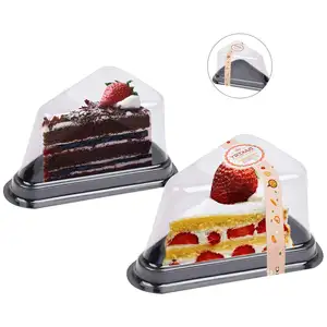 Boîte de transport pour gâteaux, 50 pièces, Triangle de voyage, pour pâtisserie, fromage, Cupcake simple transparente avec autocollants